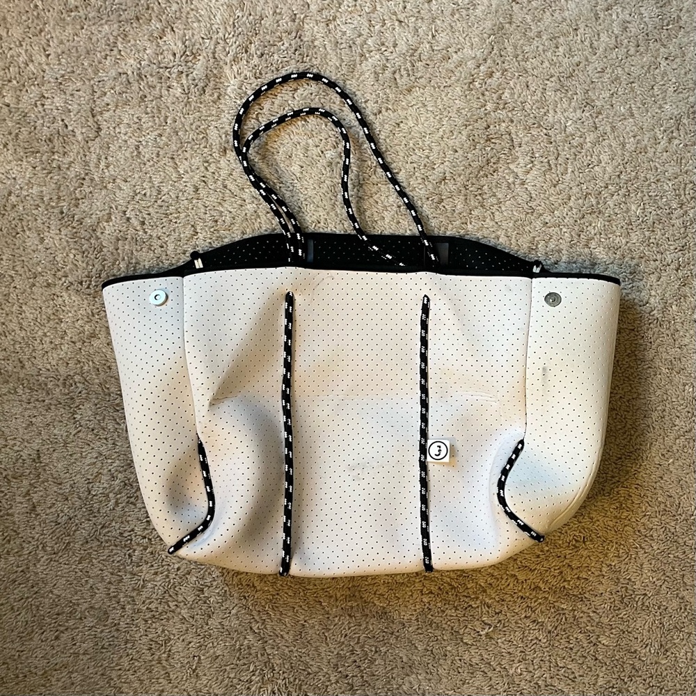 SALE White and Black Tote Bag